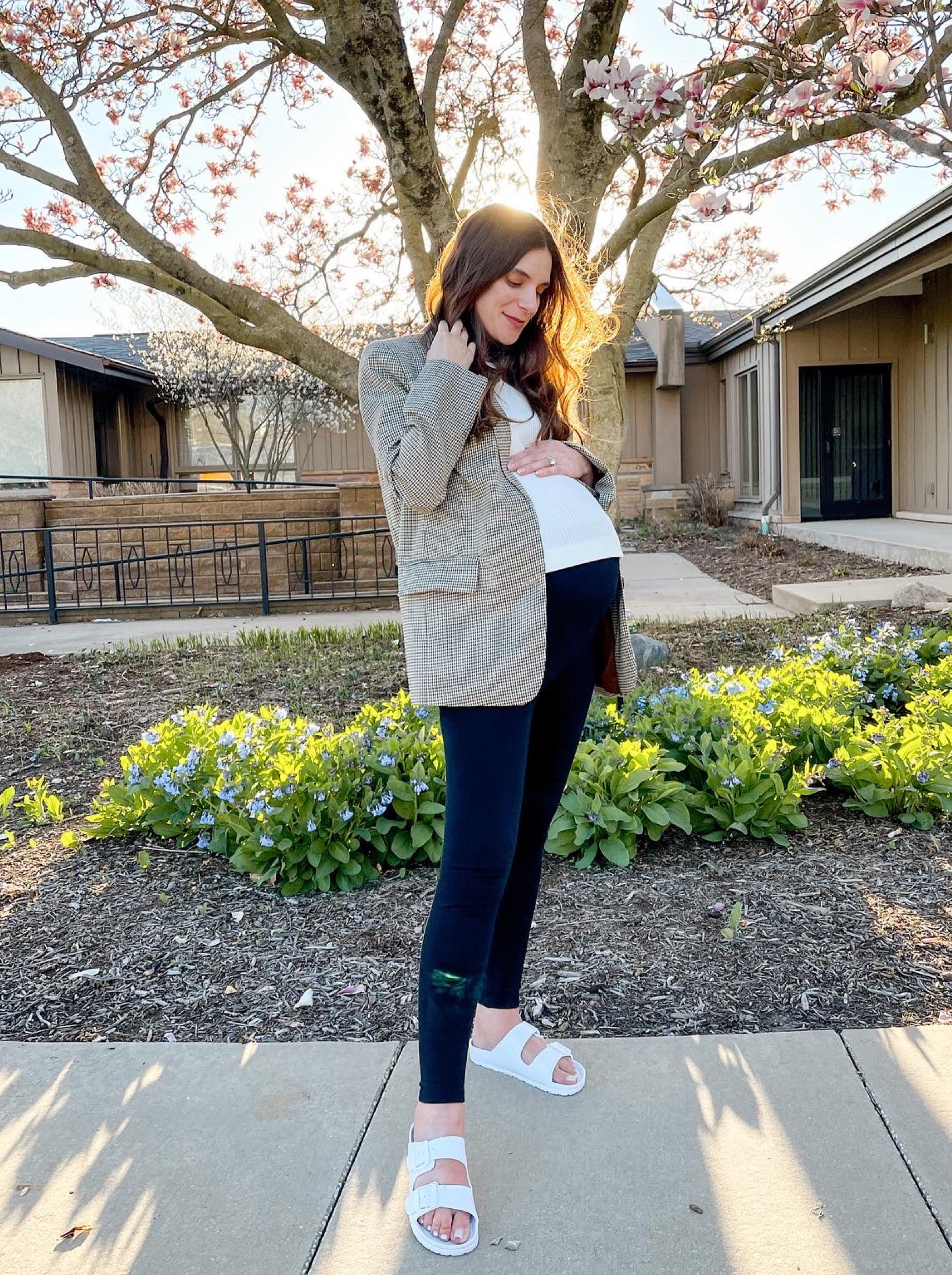 37 weeks pregnant. Wearing my favorite Amazon sandals. Sandals fit tts. Also my favorite Amazon tank top. Top fits tts and is non maternity. It fit perfectly before pregnancy and has great stretch! 

#LTKshoecrush #LTKbump #LTKunder50