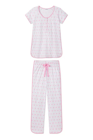 Pima Maternity Short-Long Set in Darling Pink Heart | Lake Pajamas