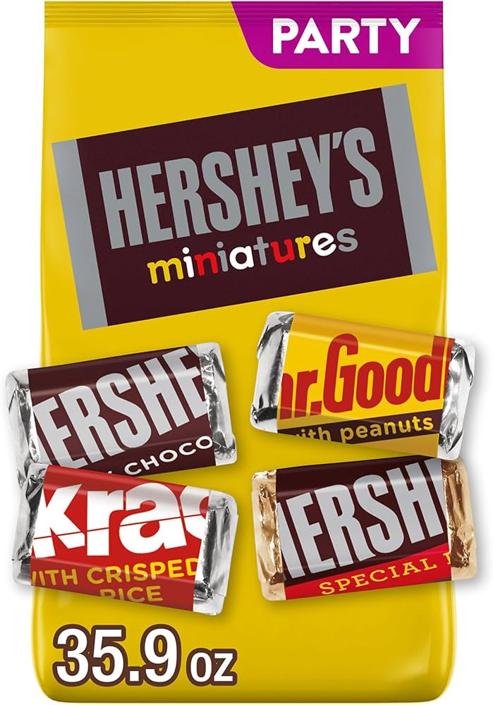 HERSHEY'S Miniatures Assorted Chocolate Candy Party Pack, Halloween Candy, 35.9 oz | Amazon (US)