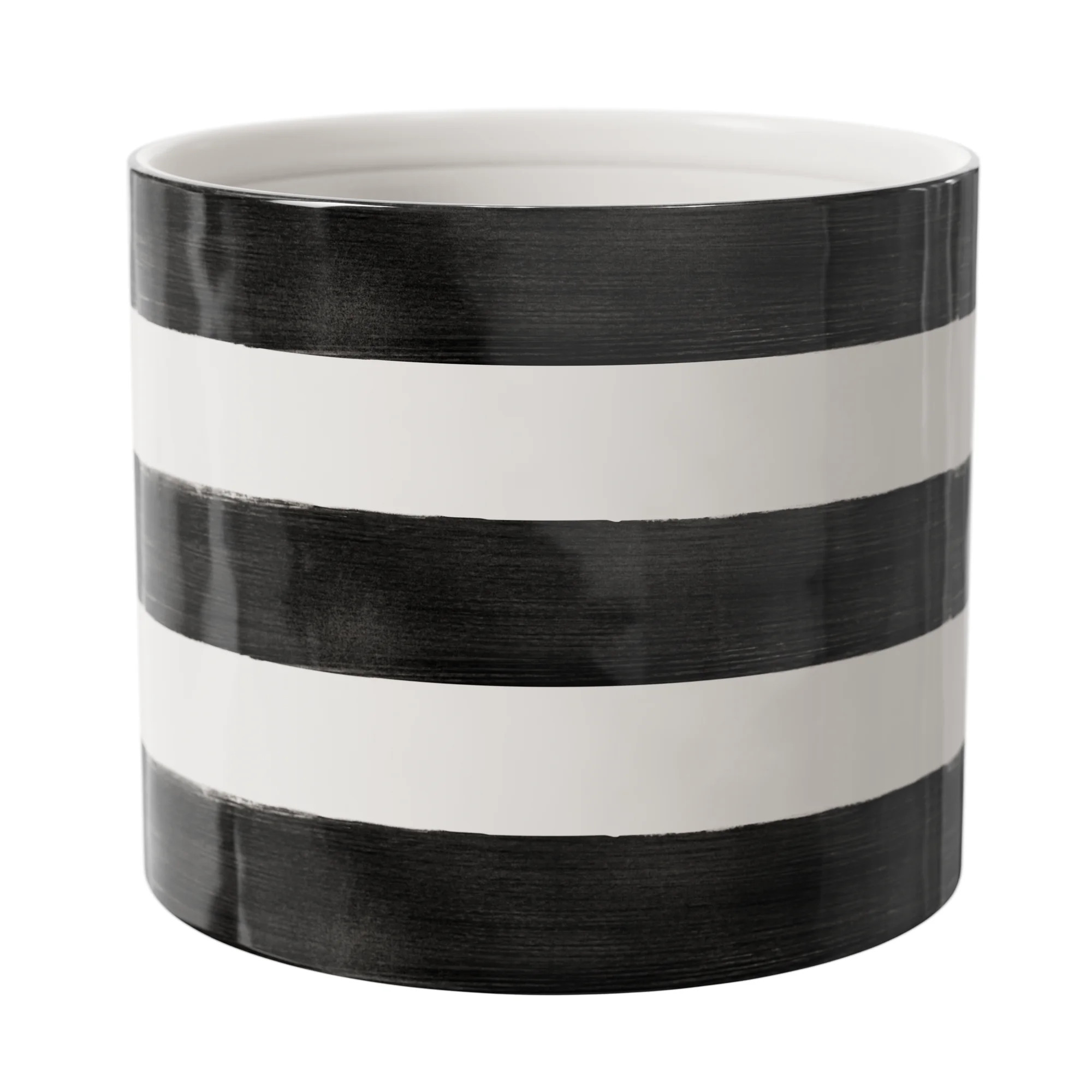 Mainstays Andrew 7.8" x 7.8" x 6.9" Round Rich Black and Arctic White Ceramic Planter | Walmart (US)
