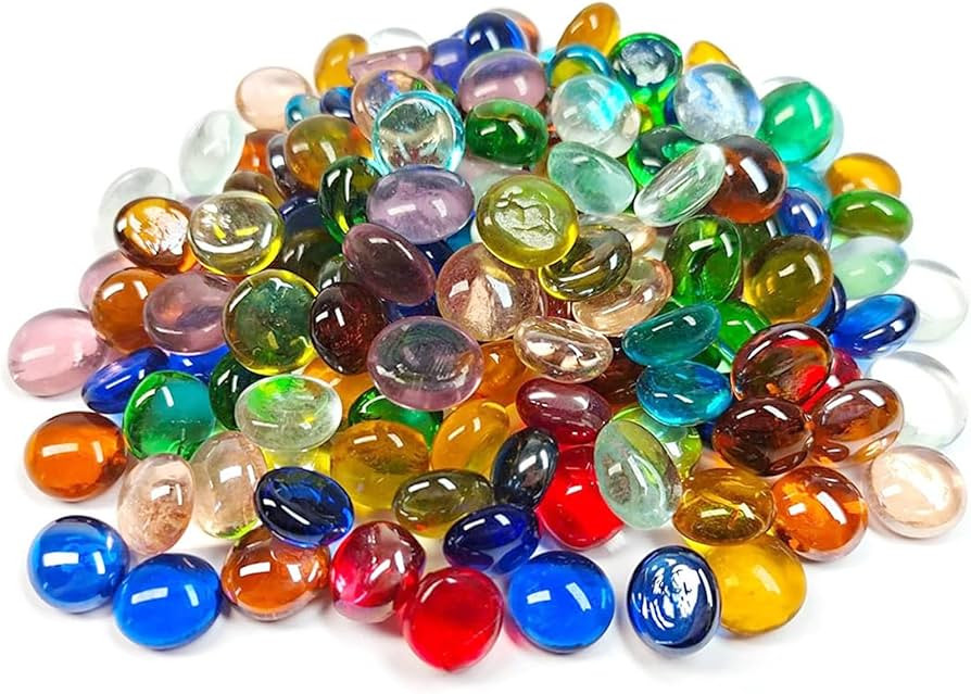 1LB Mini Glass Gems,Mixed Colour Mancala Stones Flat Bottom Marble Beads for Home Decorative Art ... | Amazon (US)