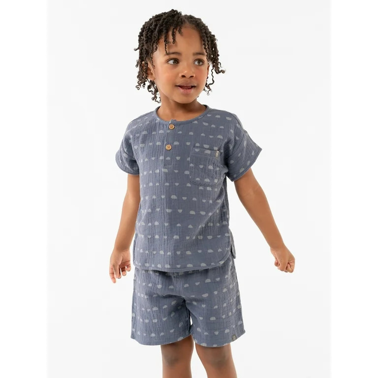 Modern Moments by Gerber Toddler Boy Casual Gauze Henley Tee and Short Set, Sizes 12M-5T - Walmar... | Walmart (US)