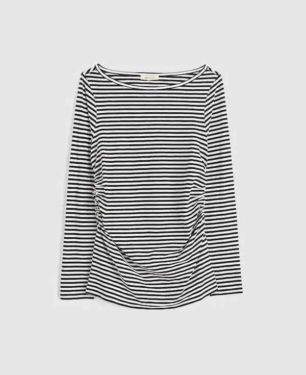 Ruched Crewneck Long-Sleeve Tee in Soft Slub | Madewell