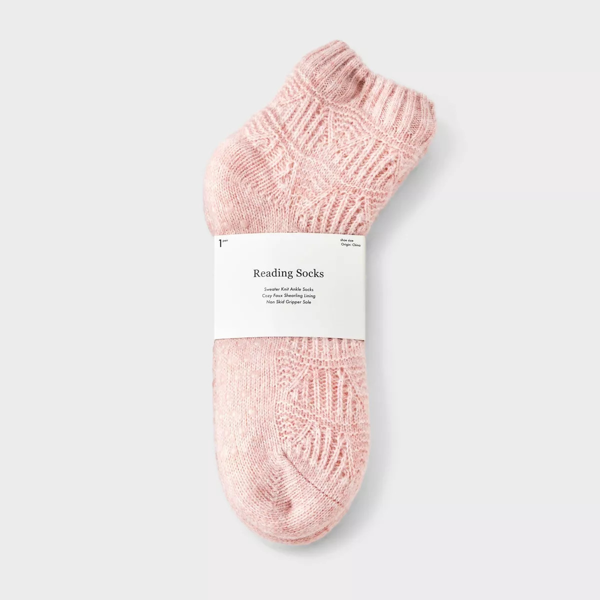 Women's Pointelle Sweater Knit Reading Ankle Socks with Faux Shearling Lining and Grippers - 4-10 | Target