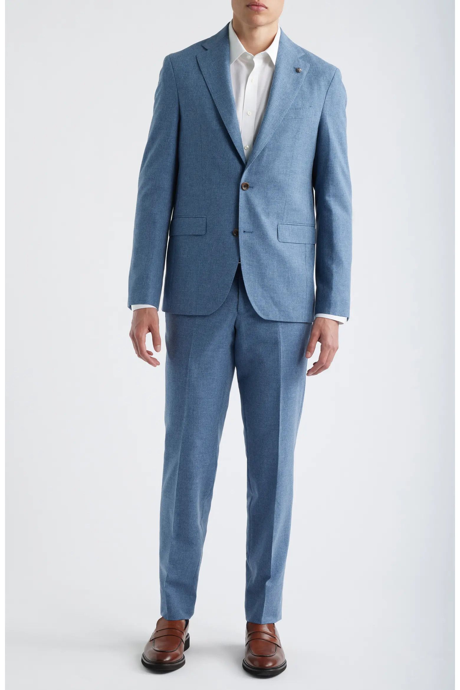 Jack Victor Midland Contemporary Fit Light Blue Mélange Wool & Cotton Blend Suit (Men) | Nordstr... | Nordstrom