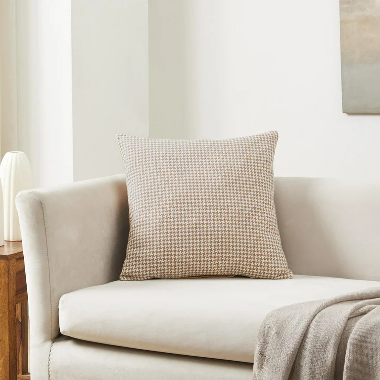 Mainstays 18" x 18" Brown Houndstooth Woven Decorative Pillow - Walmart.com | Walmart (US)