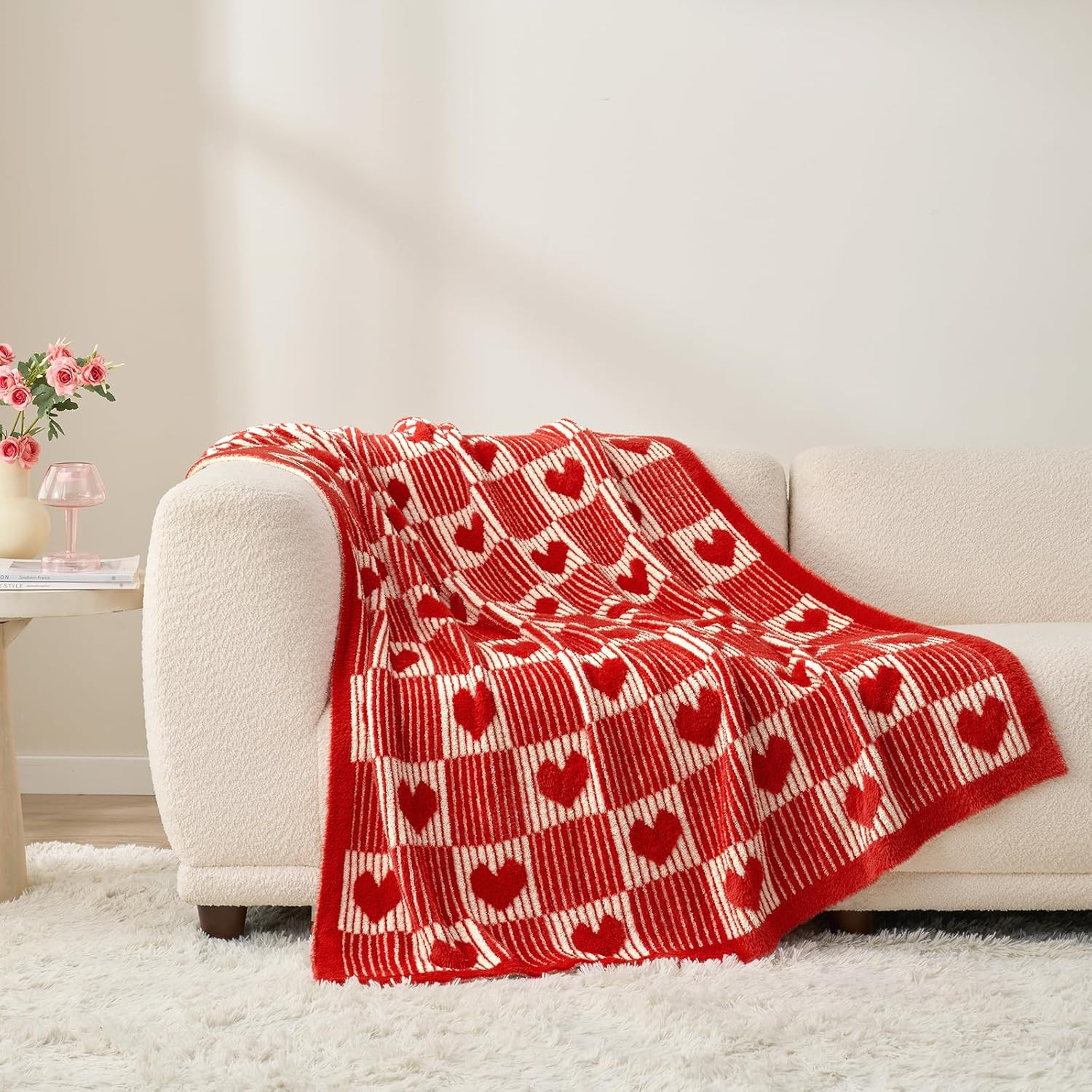 Snuggle Sac Red Heart Checkered Blanket for Women,Christmas Heart Blankets for Her Wife Girlfrien... | Amazon (US)