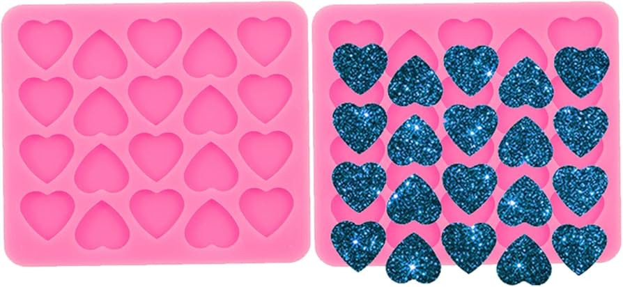 AMZTOART 2Pc Mini Studs Heart Molds for DIY Resin with Epoxy Crafts, Crafting Fondant Sugarcraft ... | Amazon (US)