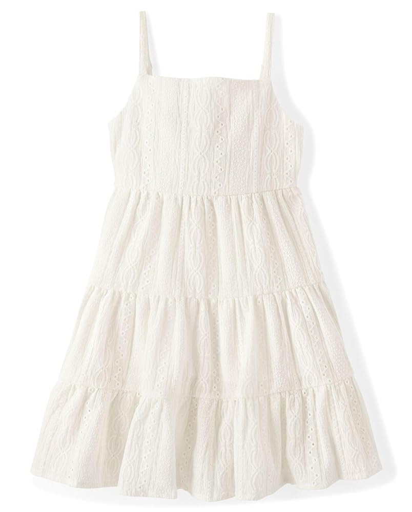 The Children's Place,Girls,Casual Sleeveless Tiered Dresses,Simply White Eyelit,Small | Amazon (US)