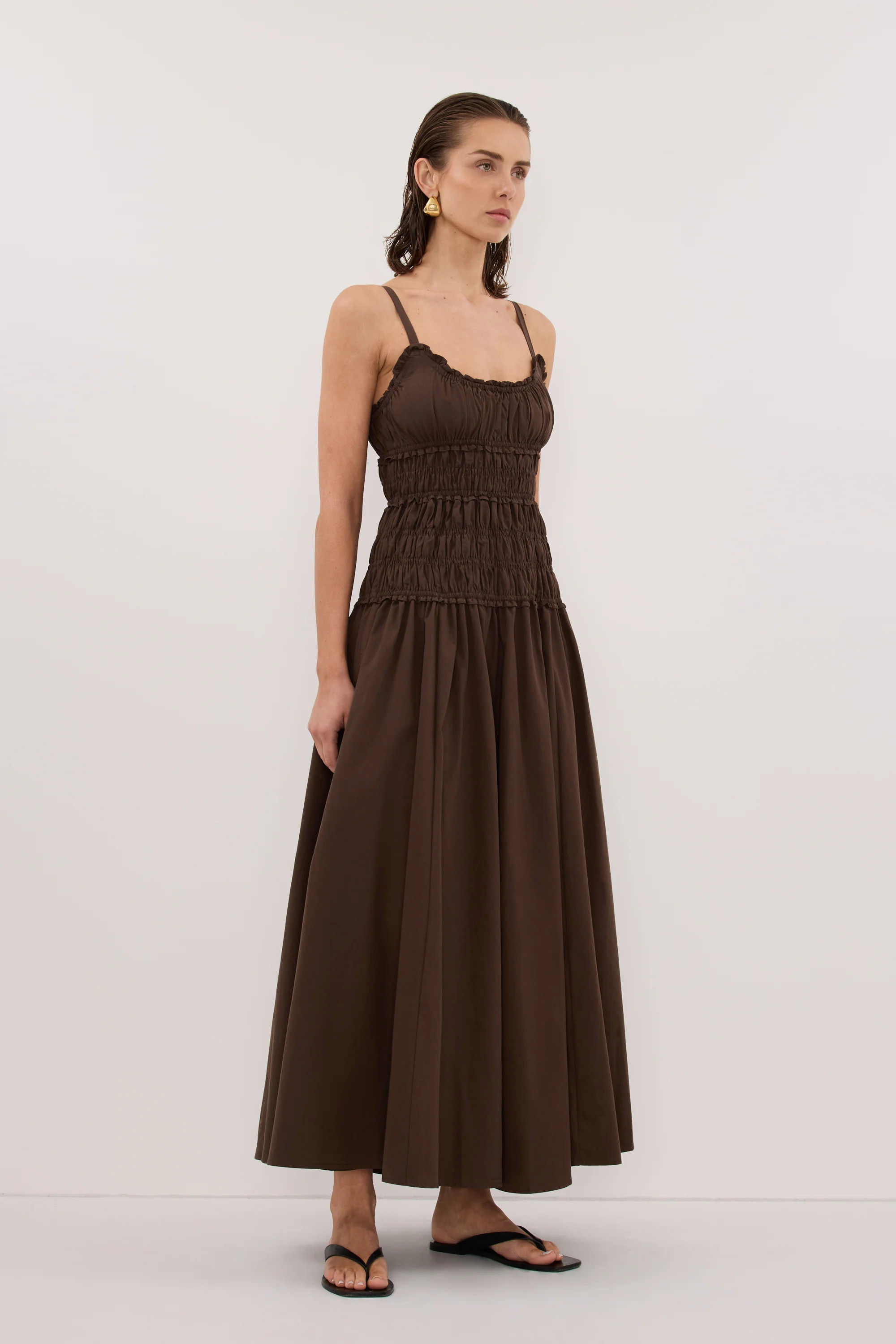 TOBY BITTER CHOC COTTON MIDI DRESS | DISSH