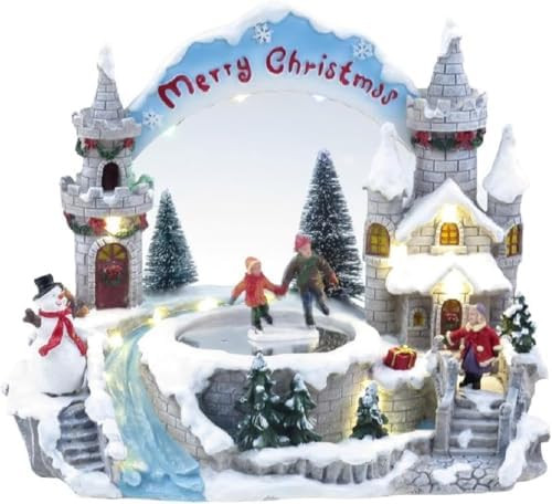 Lightahead LED Christmas Village Scene with People Skating .LED Lights and 8 melodies. A Charming... | Amazon (US)