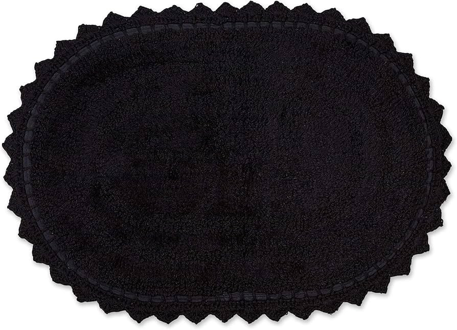 DII Crochet Collection Reversible Bath Mat, Small Oval, 17x24, Black | Amazon (US)