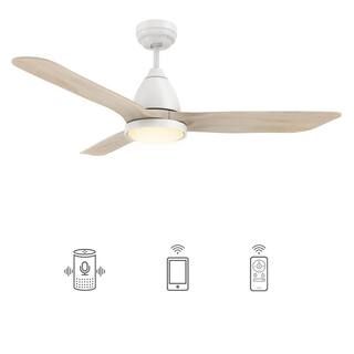 CARRO Antrim 52 in. Dimmable LED Indoor/Outdoor White Smart Ceiling Fan with Light and Remote, Wo... | The Home Depot
