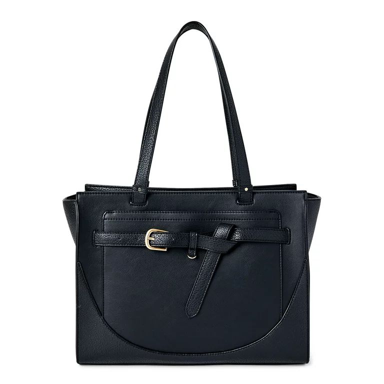 Time and Tru Women's Kara Contemporary Satchel Tote Handbag, Black | Walmart (US)