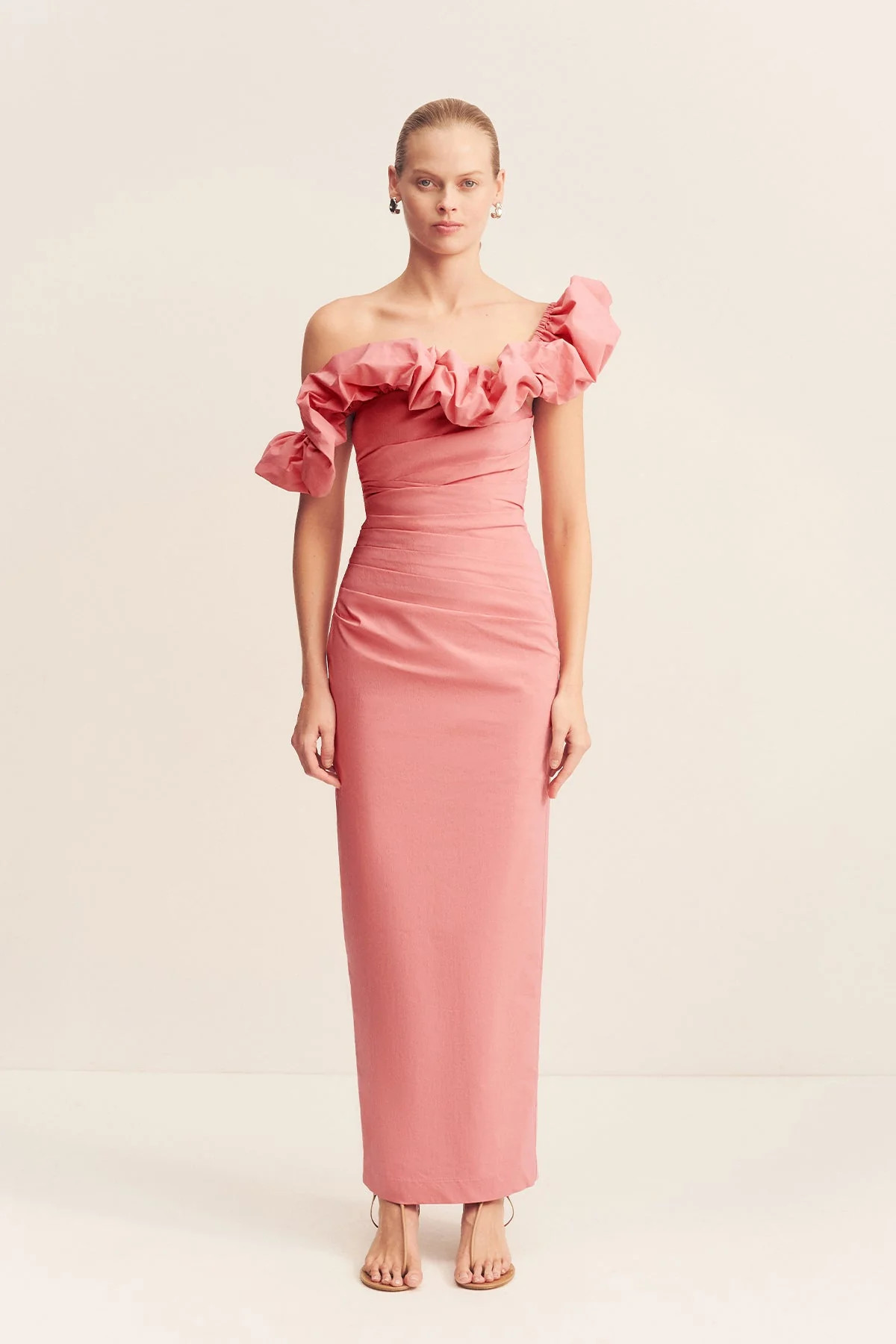 Campbell Ruffle Draped Maxi Dress | Bubblegum | Dresses | Shona Joy | Shona Joy