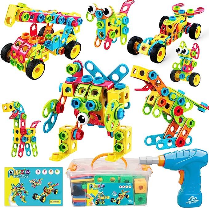 Nxone STEM Toys, 195 Piece Building Toys Educational Toys for Boys and Girls Ages 3 4 5 6 7 8 9 1... | Amazon (US)