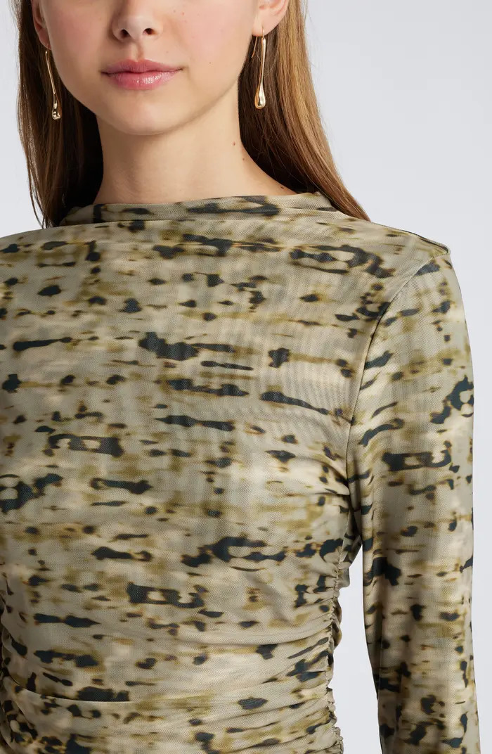 Ruched Mock Neck Mesh Top | Nordstrom