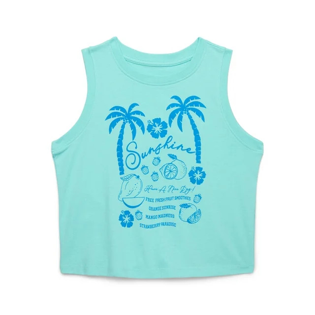Wonder Nation Girls Sunshine Graphic Crew Neck Tank Top, Sizes 4-18 & Plus | Walmart (US)