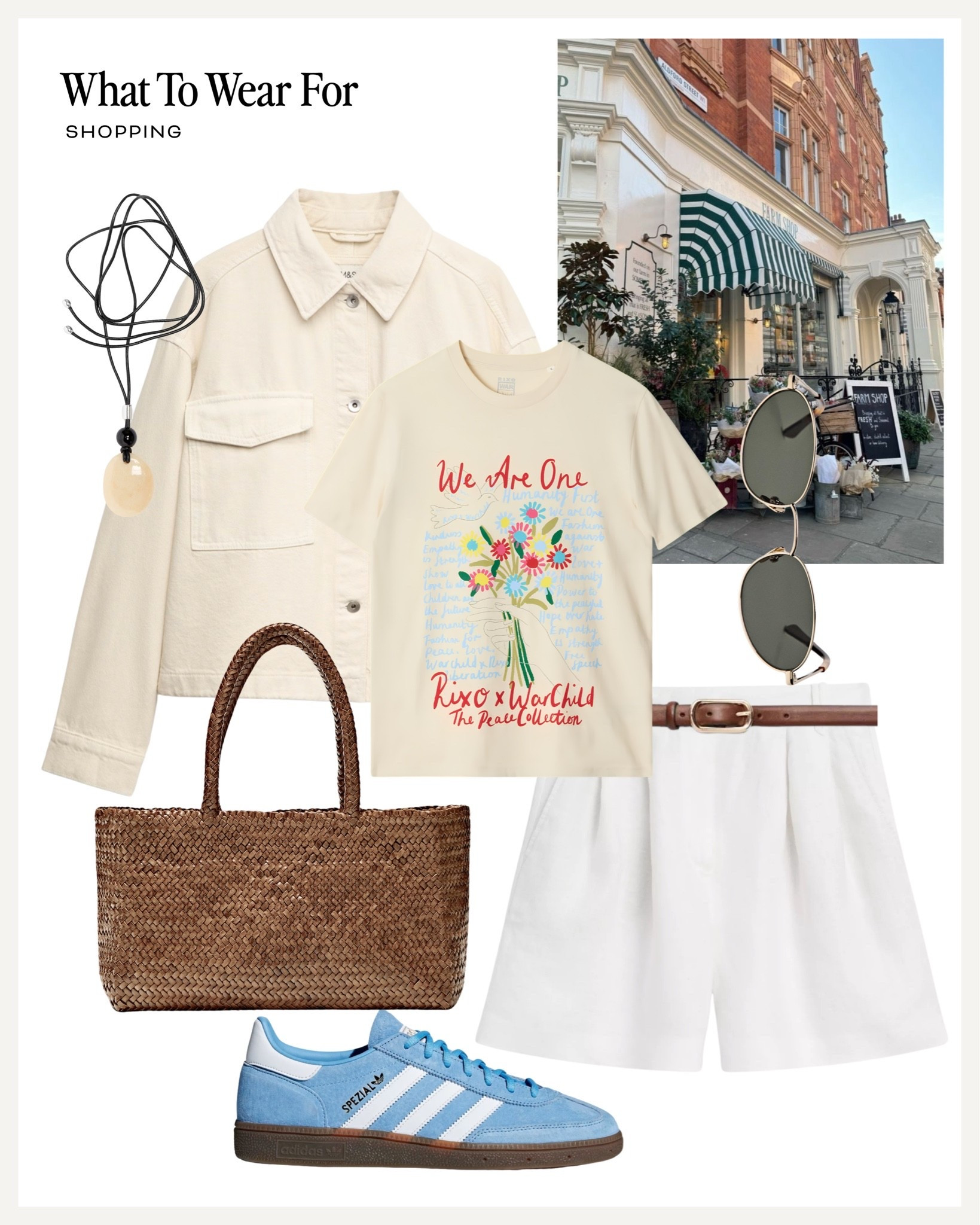 Ways to wear white linen shorts 🤍
 
Blue adidas spezials, straw bag, denim jacket, graphic t-shirt, spring summer

#LTKsummer