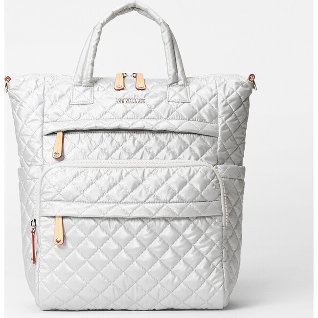 MZ Wallace | Medium Metro Utility Backpack, Oyster Metallic (Silver) | Maisonette | Maisonette