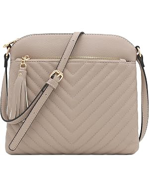 Chevron Quilted Medium Crossbody Bag with Tassel Accent | Amazon (US)