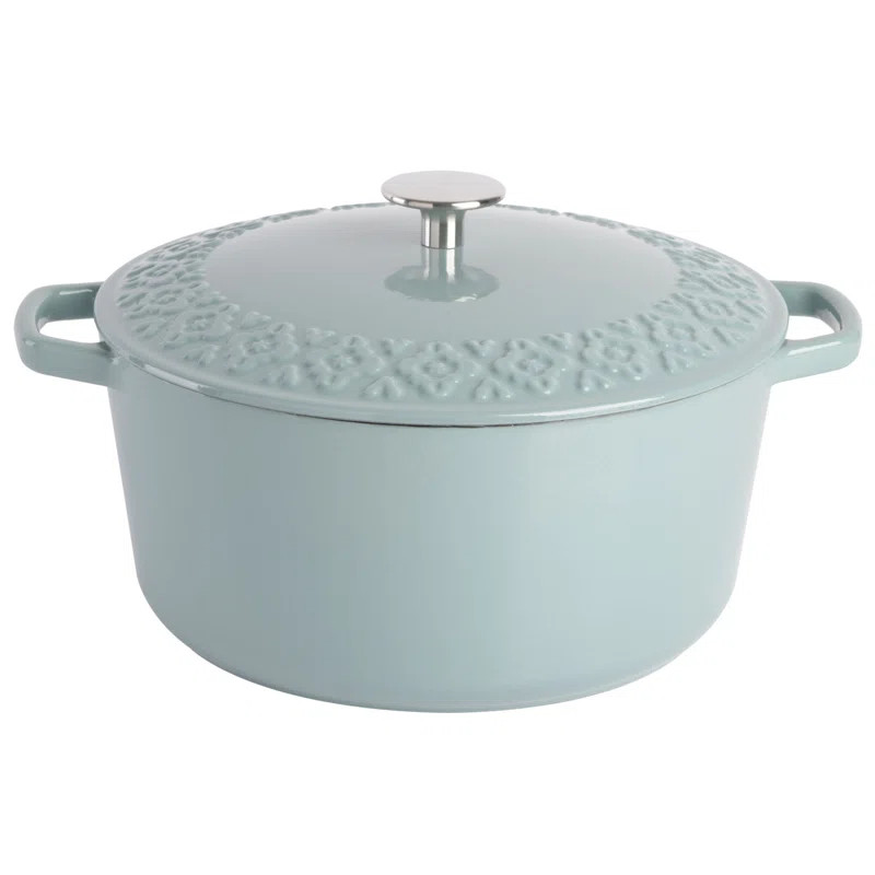 Spice By Tia Mowry Savory Saffron Enameled Cast Iron Casserole With Lid, 6-Quart, Teal | Wayfair North America