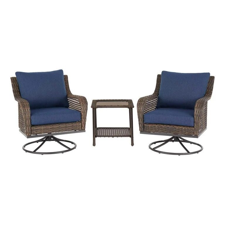 Mainstays Tuscany Ridge Oversized 3-Piece Outdoor Chat Set, Blue | Walmart (US)