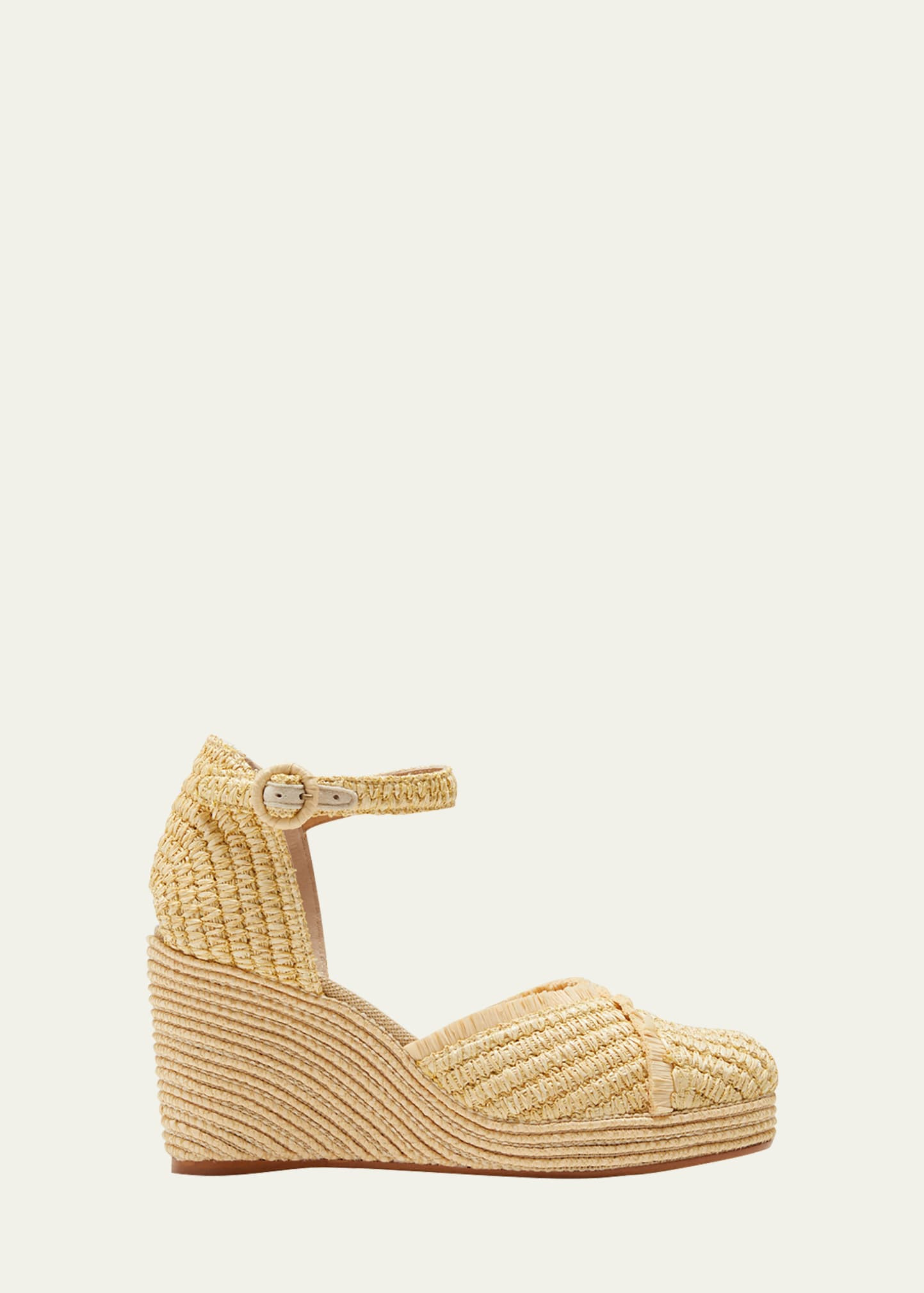 Castaner Raffia Ankle-Strap Wedge Pumps | Bergdorf Goodman