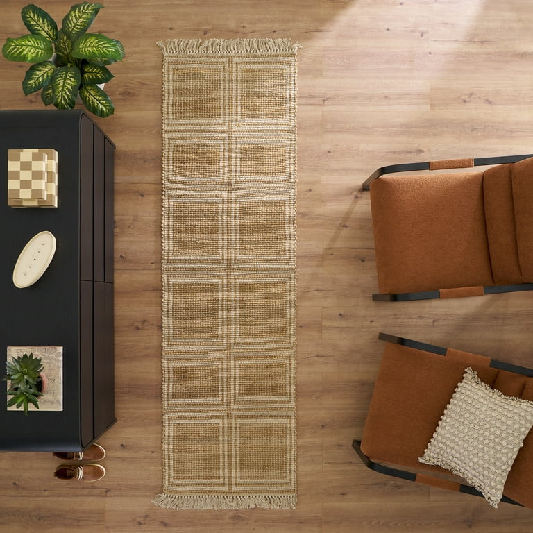 Better Homes & Gardens Ivory & Natural Interlocking Jute 30" x 84" Runner Rug | Walmart (US)