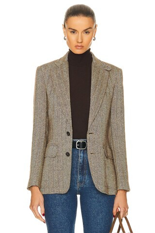 Polo Ralph Lauren Heritage Blazer in Brown & Cream Herringbone | FWRD | FWRD 