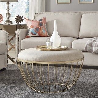 Jinger Beige Linen Ottoman by iNSPIRE Q ModernImage Gallery1 / 6Tap to ZoomPrice InformationWas:... | Bed Bath & Beyond