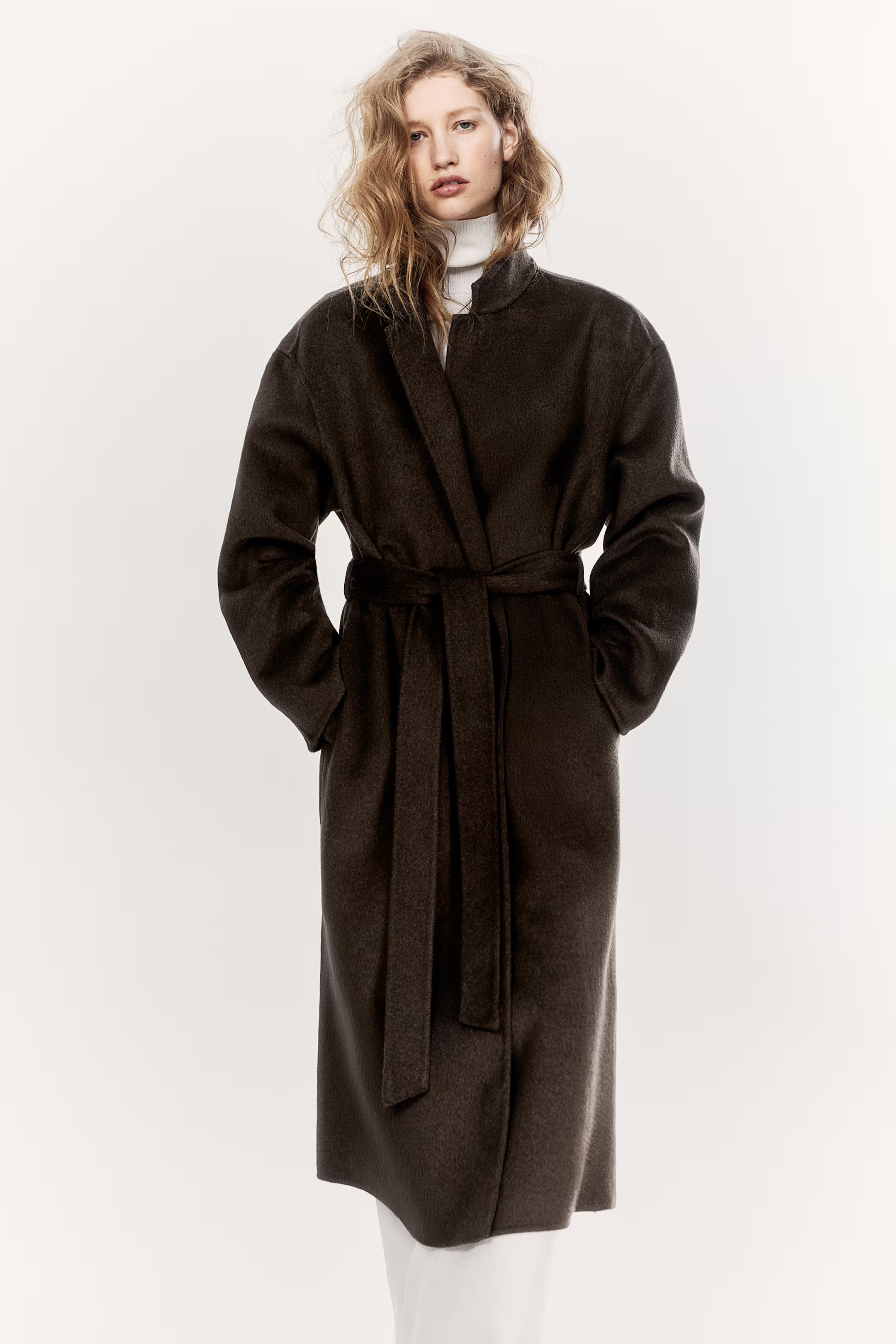 Handmade wool-blend coat - Dark brown - Ladies | H&M GB | H&M (UK, MY, IN, SG, PH, TW, HK)