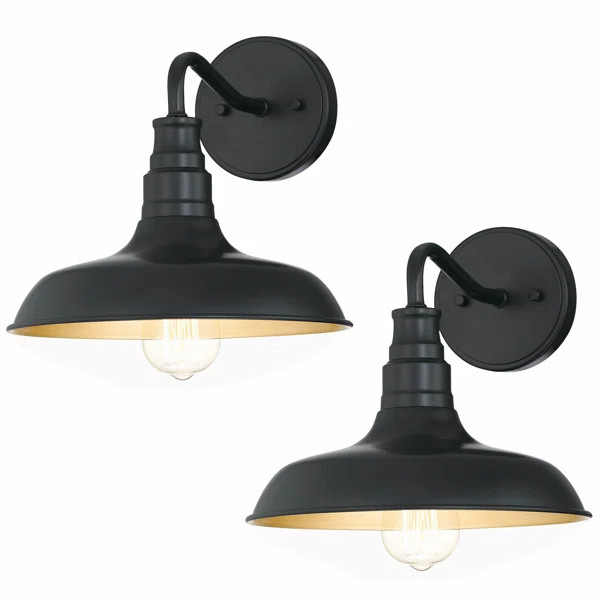 Charlcombe Black 6.72'' H Outdoor Barn Light (Set of 2) | Wayfair North America