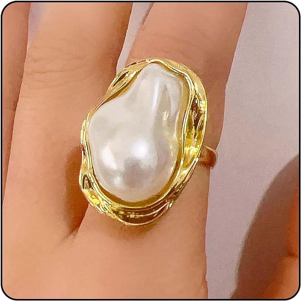 ZMANYIJEW Chunky Gold Rings for Women Adjustable Chunky Silver Round Dome Ring Minimalist Gold Fi... | Amazon (US)