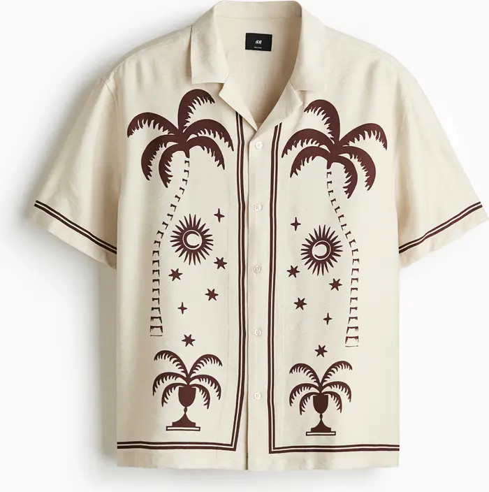 H&M Relaxed Fit Printed Resort Shirt | Nordstrom | Nordstrom