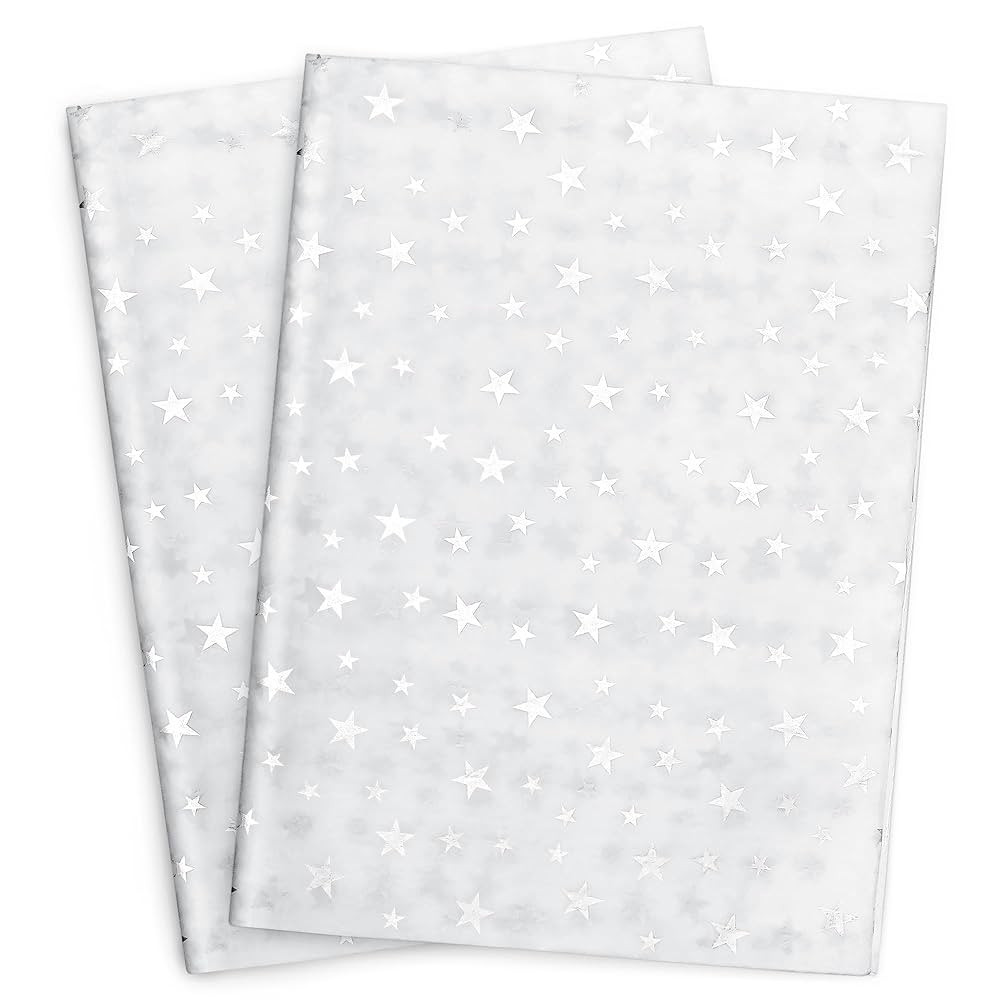 MR FIVE Silver Star Tissue Paper Bulk,20" x 28",White with Stars Tissues Paper for Gift Bags,Birt... | Amazon (US)