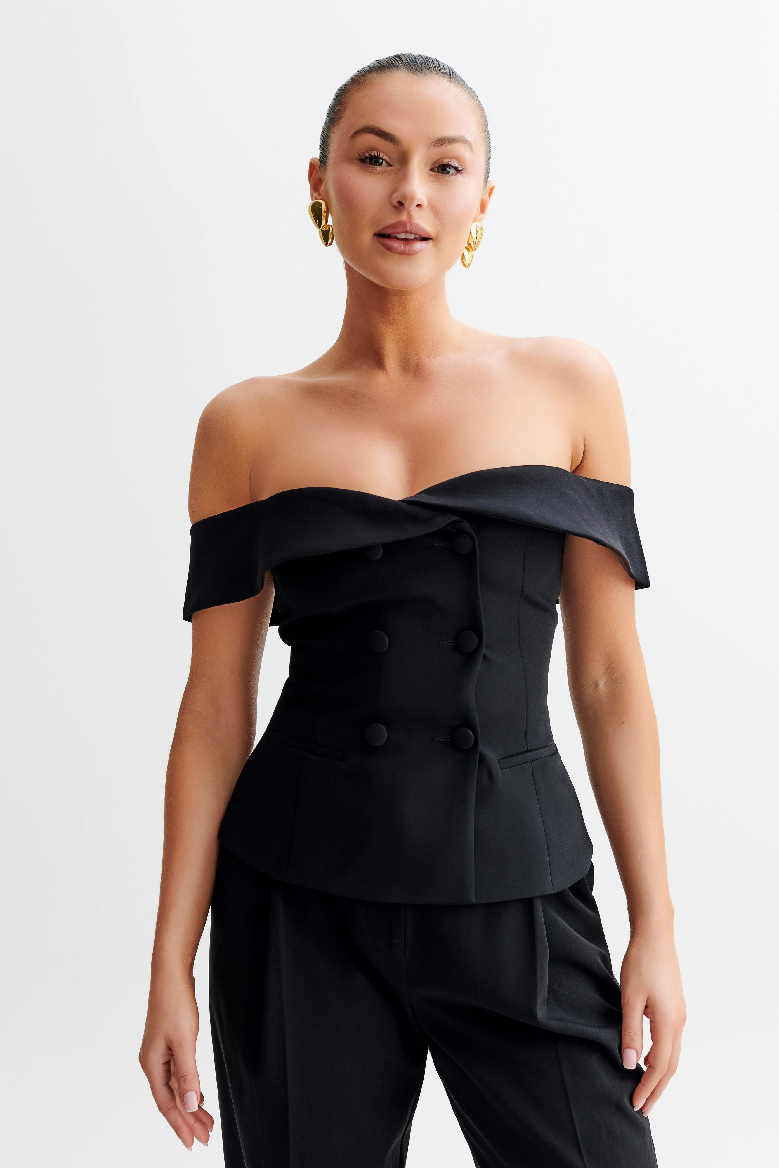 Krista Strapless Suiting Top - Black | Meshki (APAC)