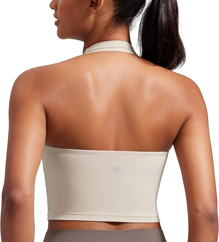 CRZ YOGA Womens Butterluxe Halter Longline Sports Bra - Padded Workout Yoga Crop Tops Tanks with ... | Amazon (US)