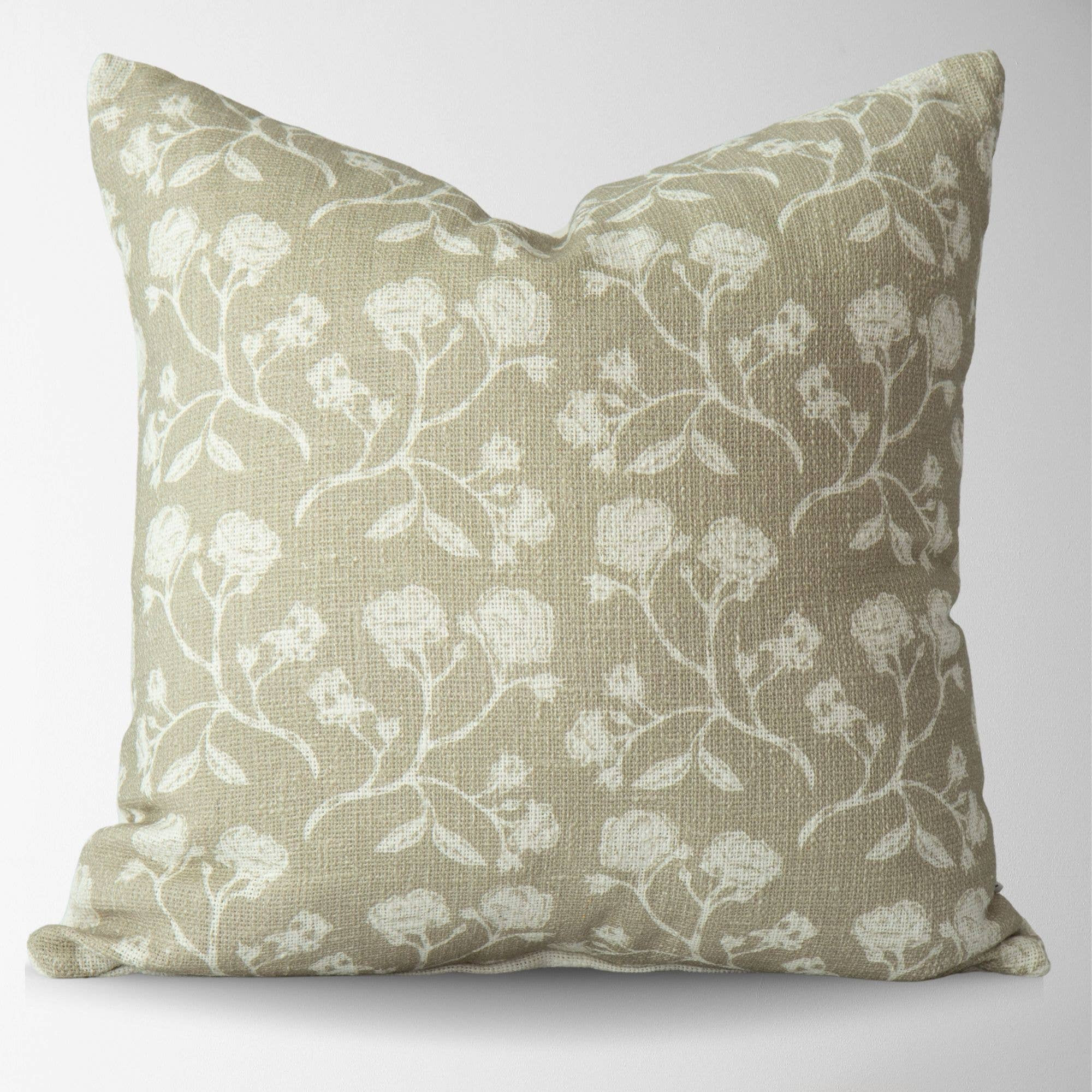 Sage Roses Block Print Pillow Cover | The Offbeat Co.