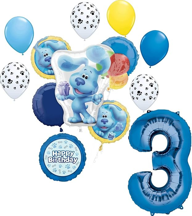 Anagram Blue's 3rd Birthday Clues Party Supplies Balloon Bouquet Decorations | Amazon (US)