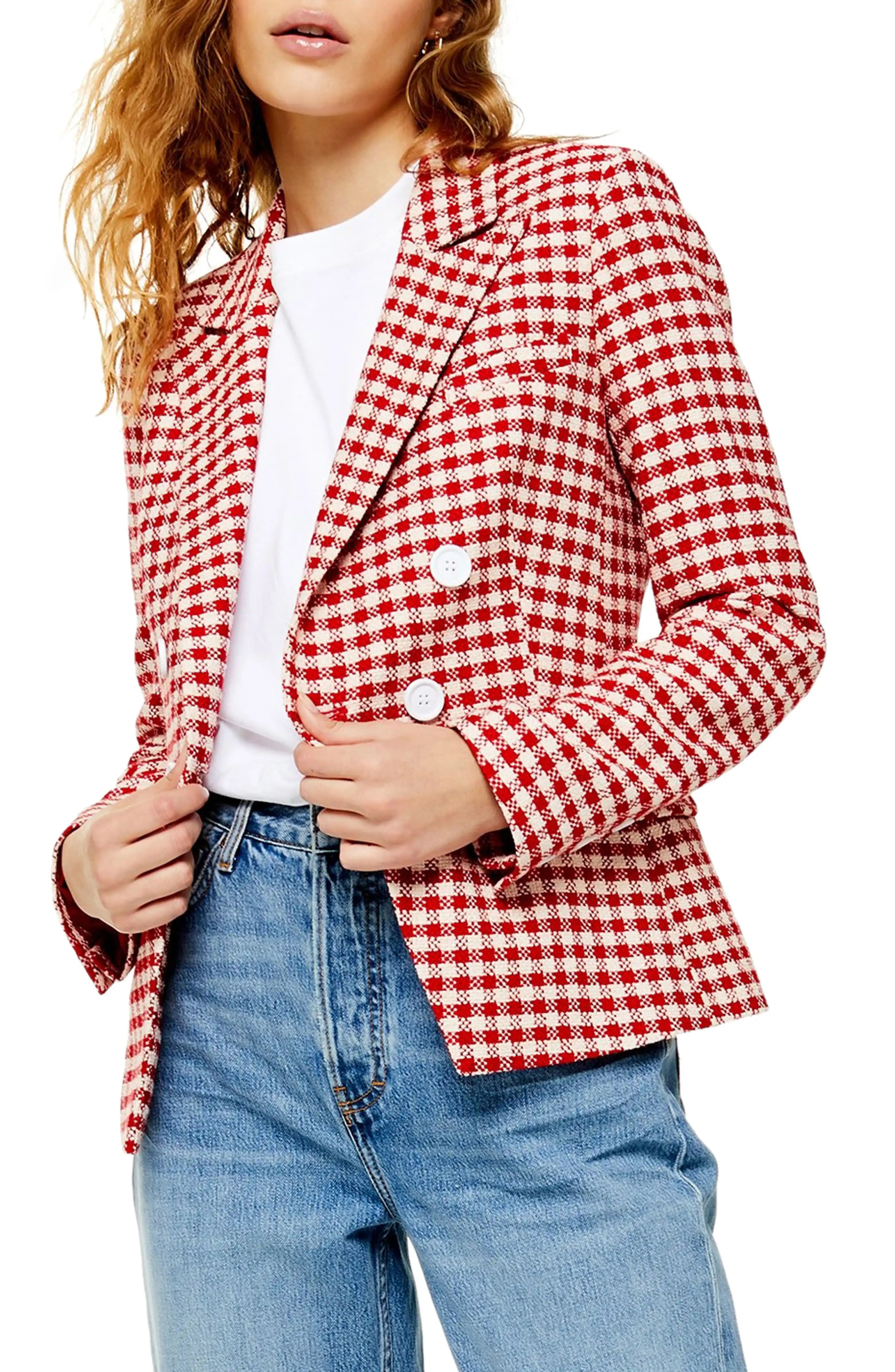 Check Double Breasted Blazer | Nordstrom
