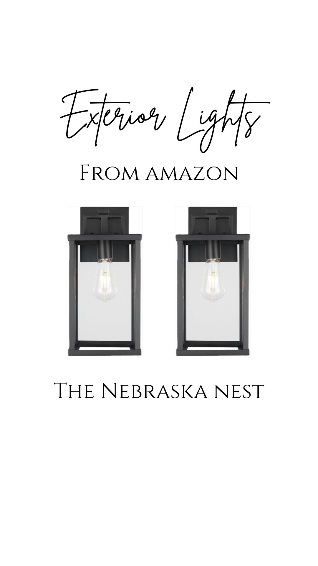 The most beautiful, simple + modern exterior lights! 🖤🌾
#PorchDecor #PatioDecor #ExteriorLights 

#LTKStyleTip #LTKHome #LTKSeasonal