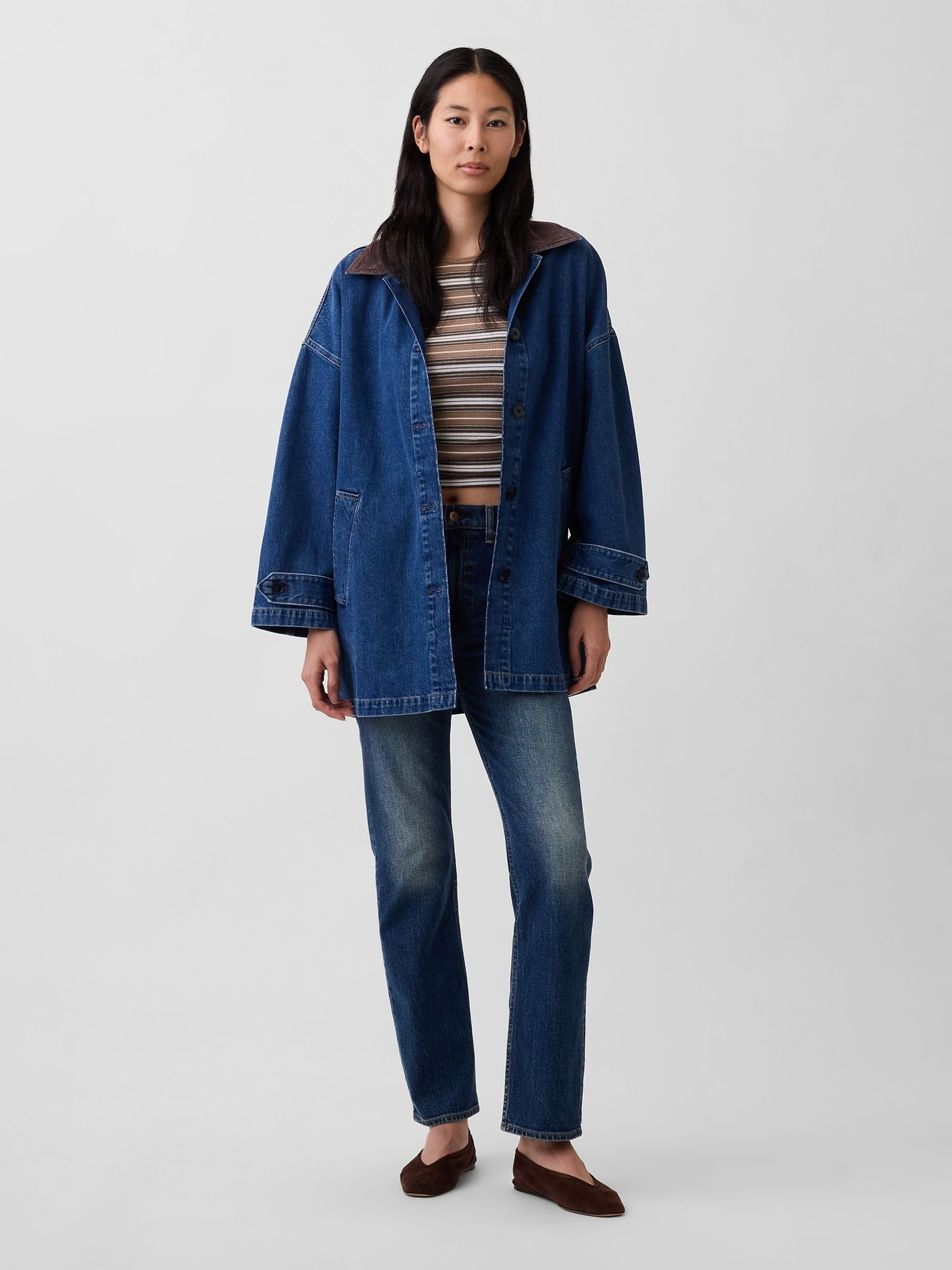 Medium wash Oversized Denim Car Coat | Gap | GAP UK