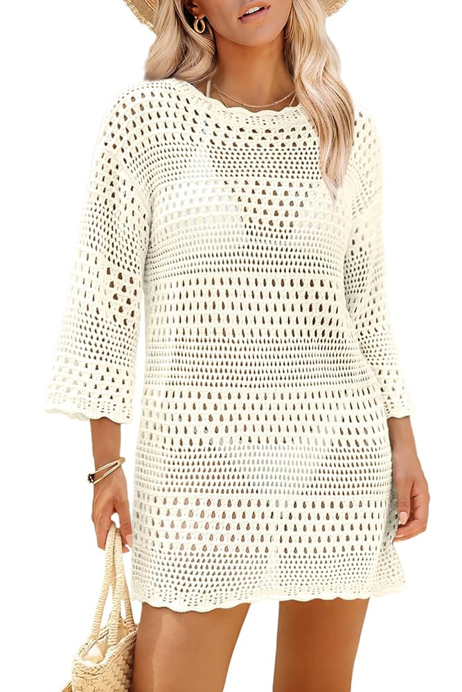 SAMPEEL Swimsuit Coverup for Women Beach Vacation Clothes Bathing Suit Cover Up Crochet Dresses S... | Amazon (US)