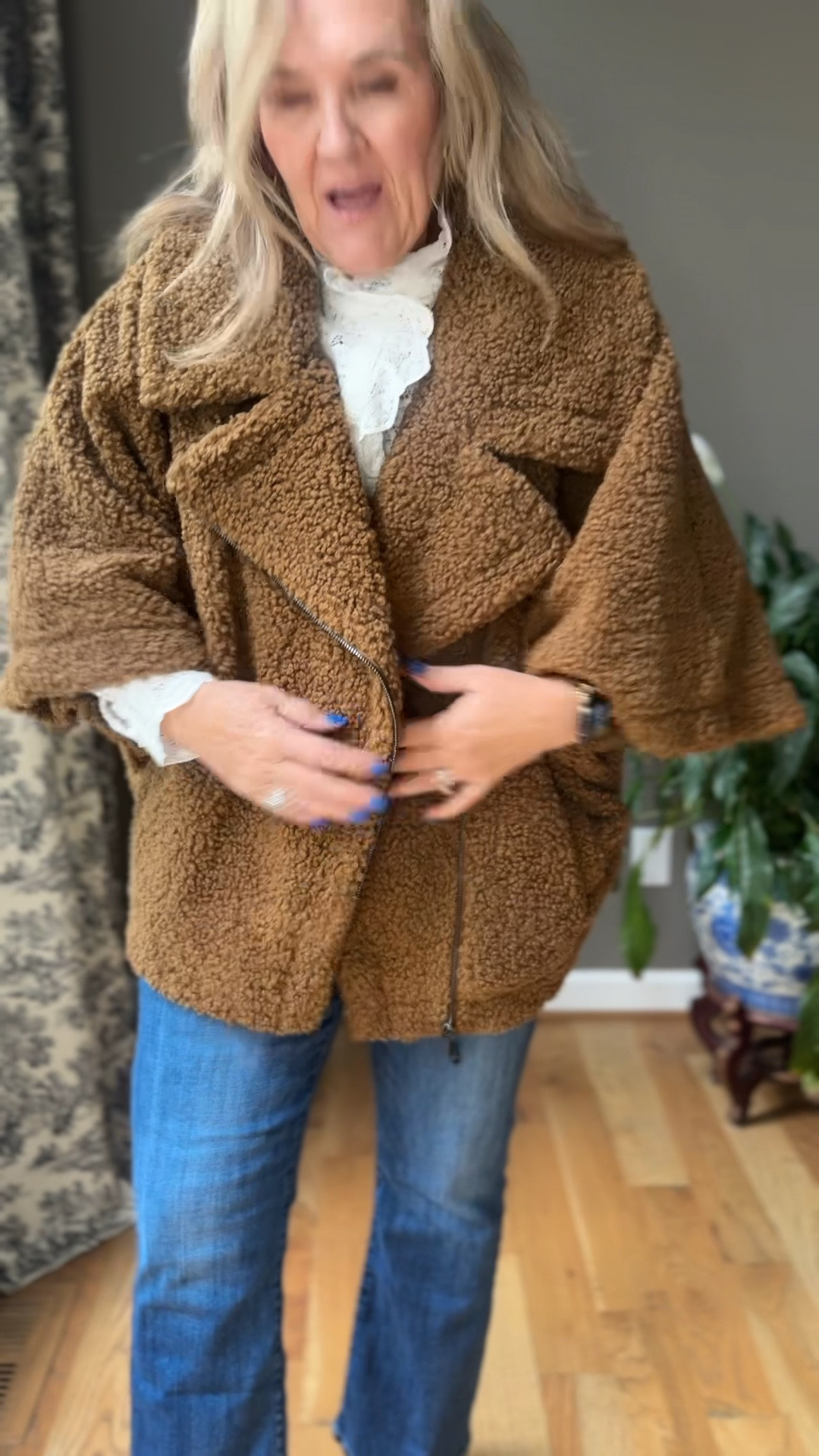 Cool temps are coming! Time to grab this coat! It is such good quality. Wearing the M/L

Lace blouse size 10 with a cami underneath. 

I’ll link the Eby tank. My discount is NANETTEFS15 15% off

Jeans size 29
Boots I sized up a full size and love them. So reg size is 9.5. I went a 10.5 and they’re perfect. 

Fall Outfits fall coats loft jeans reiss boots brown ankle boots 

#LTKMidsize #LTKOver40 #LTKSeasonal