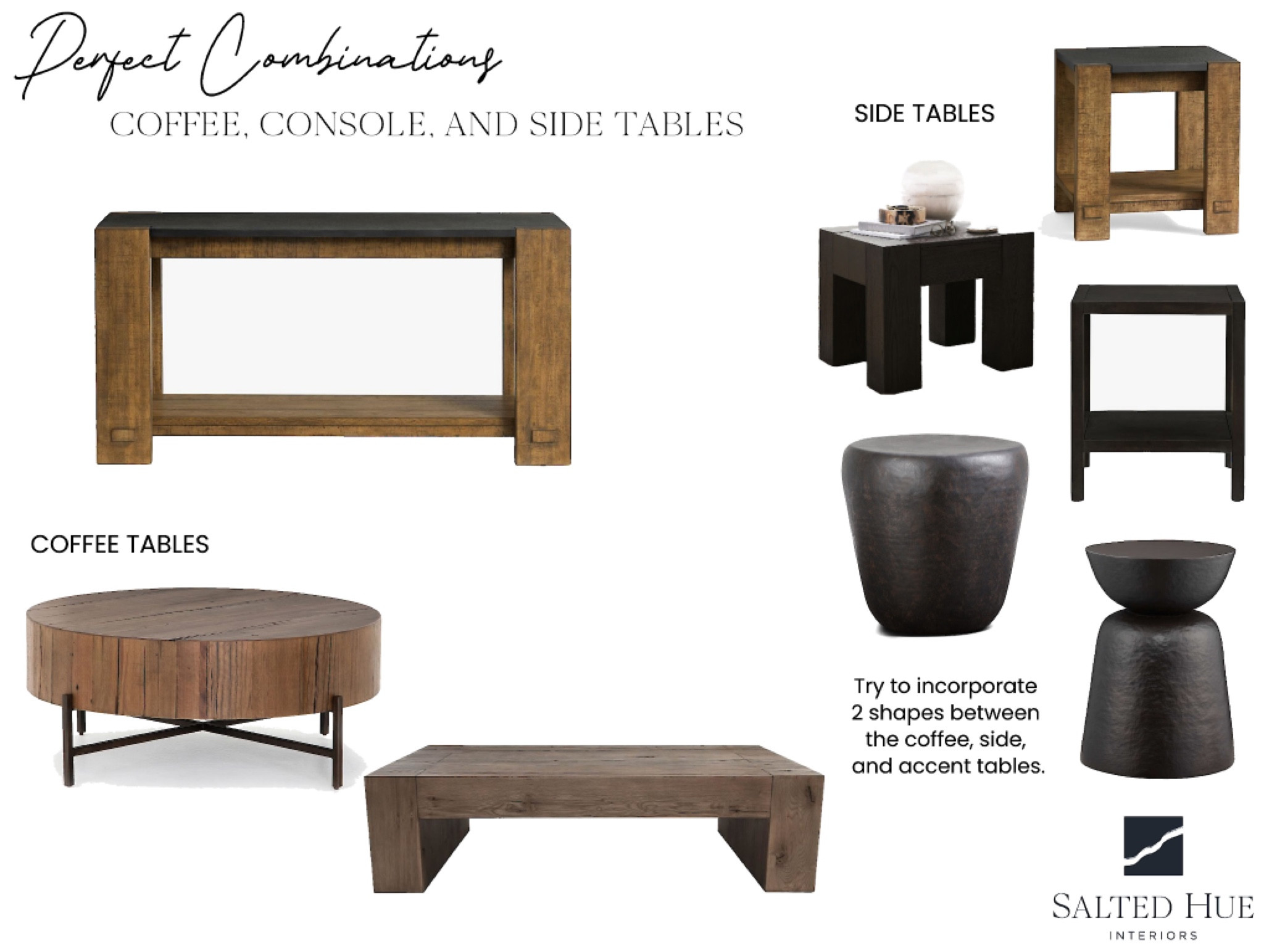 living room furniture, side table, coffee table, console, round table, square table, wood elements, combinations

#LTKstyletip #LTKhome