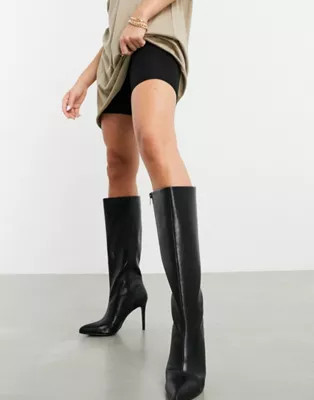 ASOS DESIGN Claudia knee high boots in black | ASOS (Global)