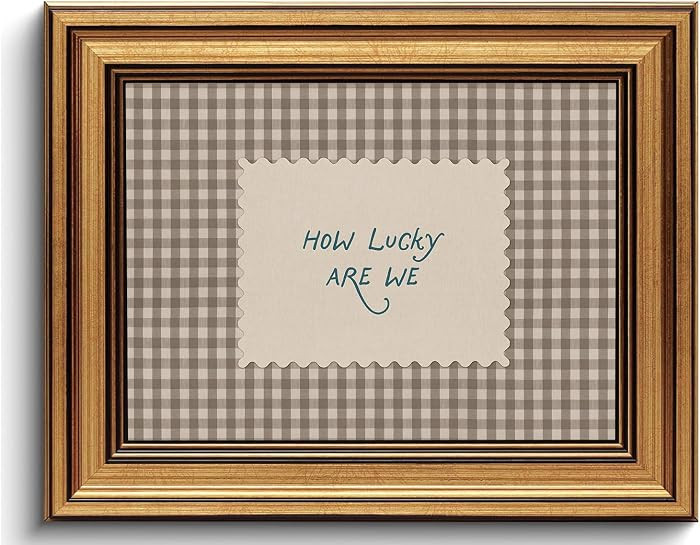 Vintage Gold Framed Wall Art How Lucky Are We Wall Decor Gingham Canvas Art | Amazon (US)