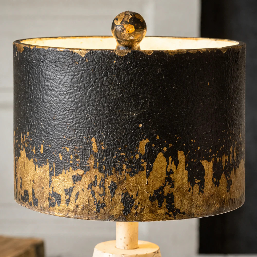 Wood Base Tabletop Lamp with Metal Shade | River Chic Designs