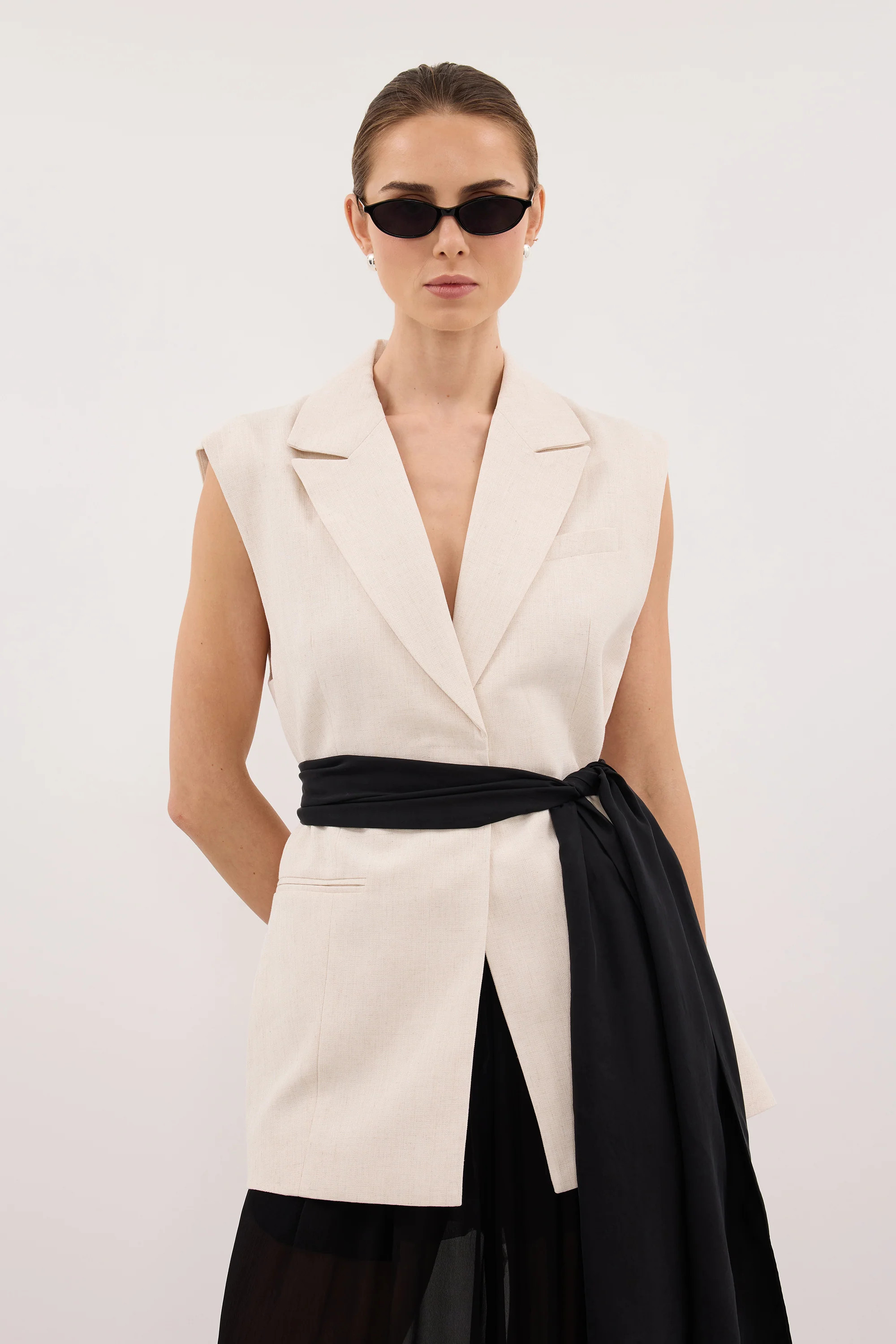 ROSALIE CREAM MARLE WRAP VEST | DISSH